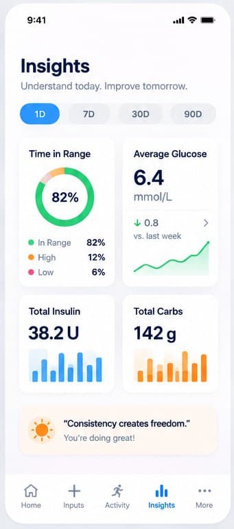 Grado insights: Time in Range en gemiddelde glucose